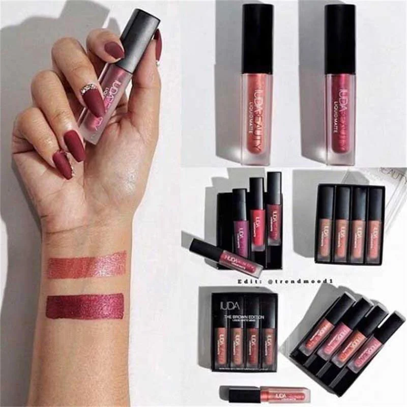 Lipstick Set Matte Lip Gloss Waterproof Lip Glaze Tint Non-stick Non-Fading Lips Huda Lip Makeup