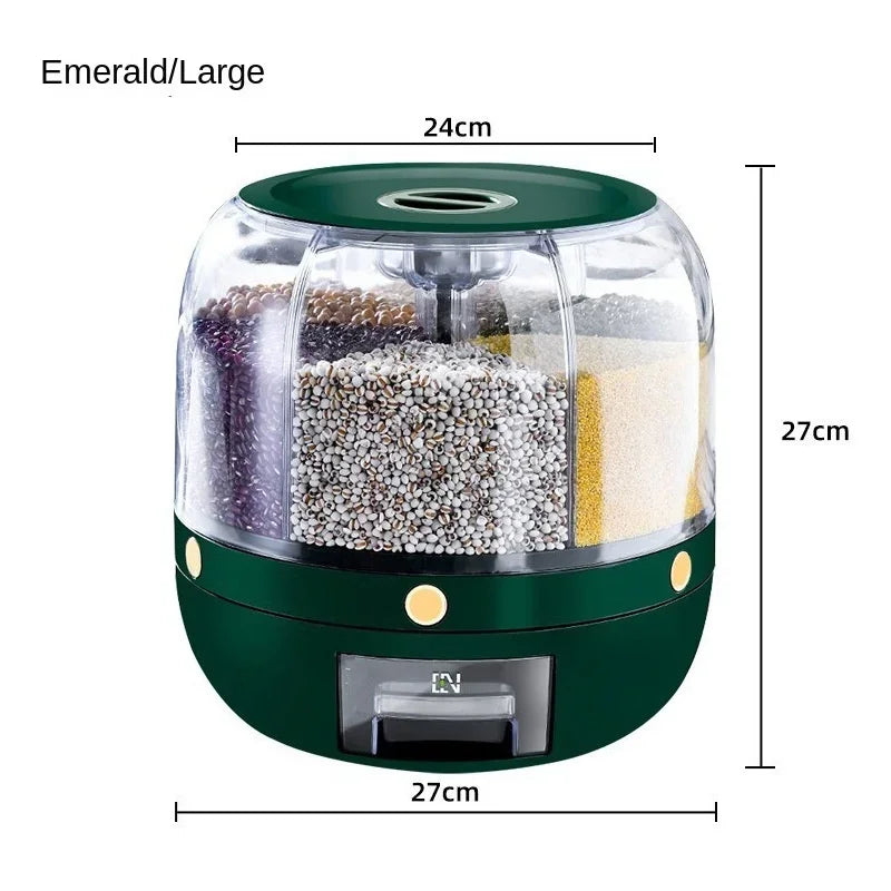 360 Degree Rotating Rice Dispenser Sealed Dry Cereal Grain Bucket Dispenser