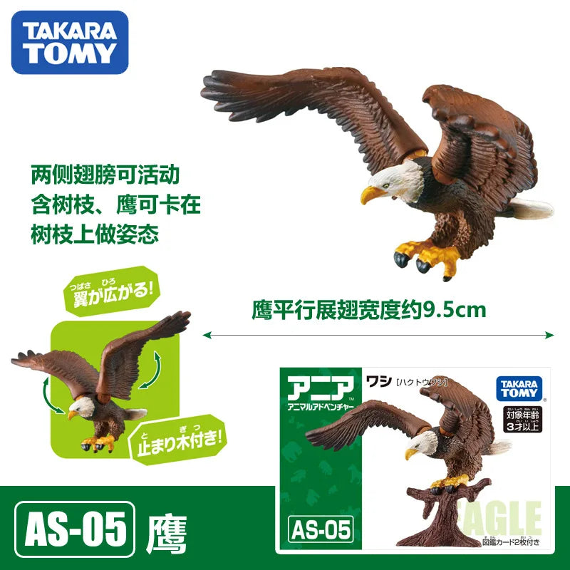 Original Takara Tomy Tomica Simulation Wild Animal Tiger Crocodile Elephant Lion Panda Orangutan Model For Children Toy Gift