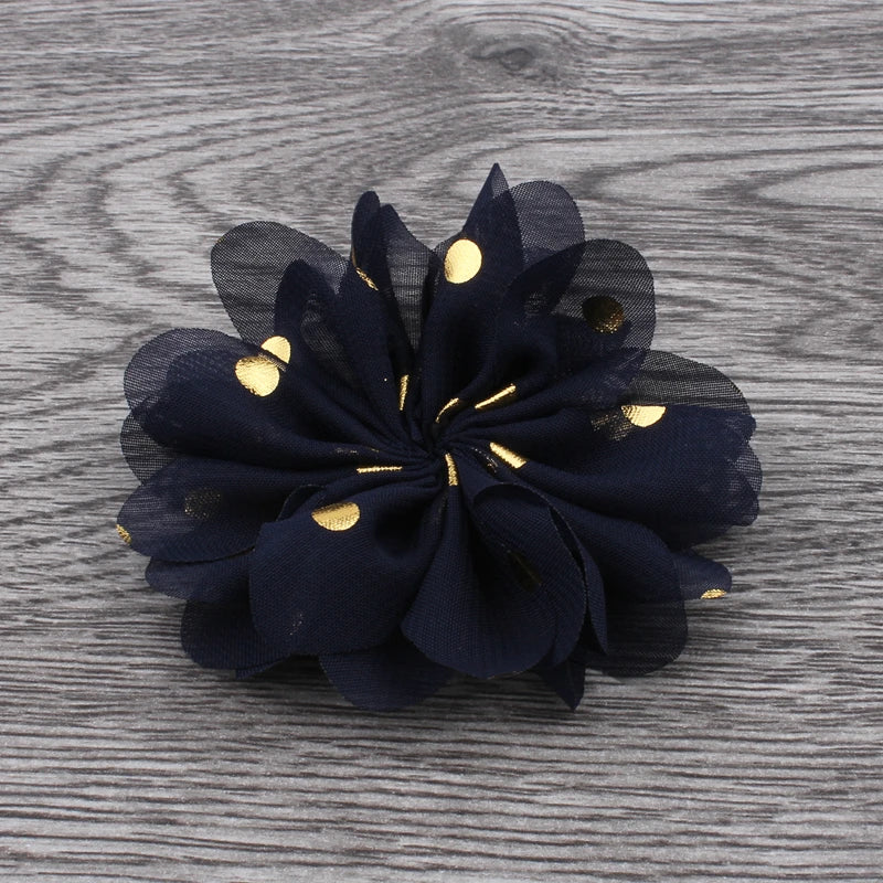 Fashion Gold Point Puffy Flower For Hair Accessories Ballerina Chiffon Flower Ornaments For Wedding Bouquet