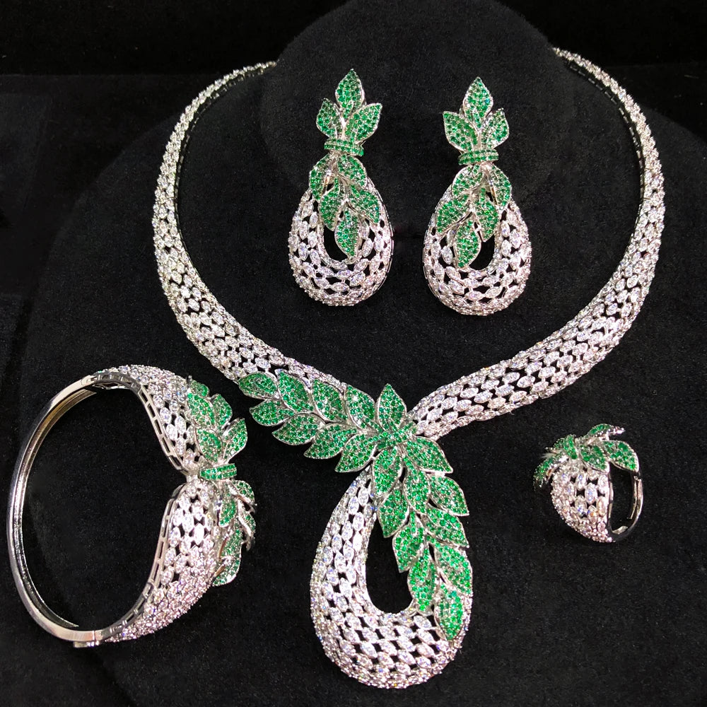 Jewelry Set for Women Cubic Zircon Jewellery Set Dubai Saudi Party Engagement Accessory