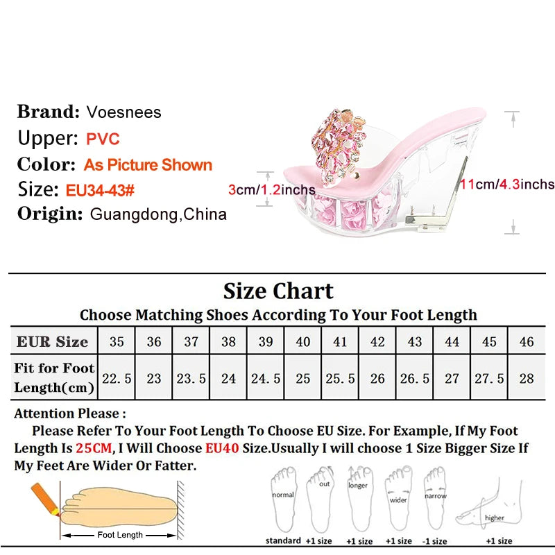 Party Sandals Bling Rhinestone High Heels Transparent Wedges Nightclub Dance Shoes