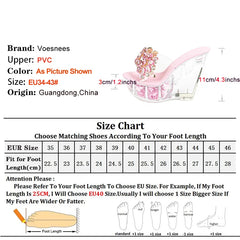 Party Sandals Bling Rhinestone High Heels Transparent Wedges Nightclub Dance Shoes