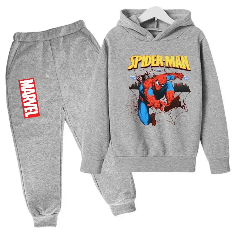 Marvel Spiderman Kids Hoodies Pant Suit 2pcs Set Boy Girl Spring Autumn Sweatshirt Clothes Tracksuits Children Hooded Sportsuit