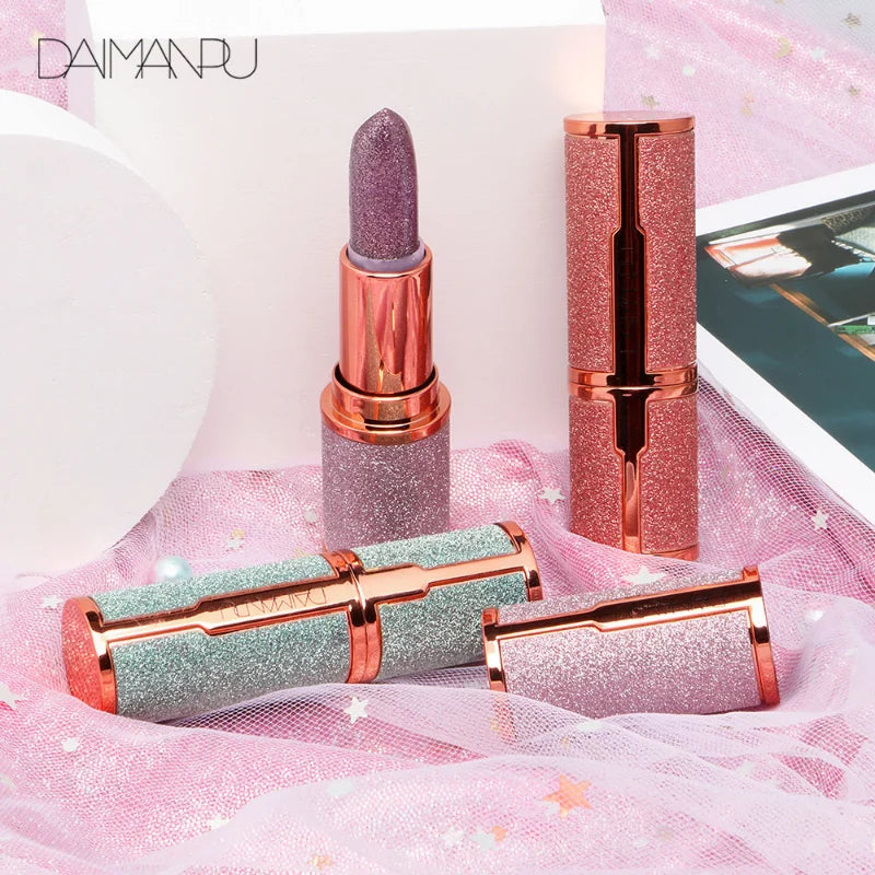 Temperature Color Changing Glitter Lipstick Waterproof Long Lasting Moisturizing Velvet Matte Lips Makeup