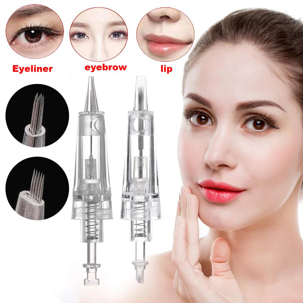 10pcs/50pcs Disposable Sterilized Eyebrow lip Permanent Makeup Needle Cartridge Eyebrow Tattoo Needles For PMU Machine 1RL 3RL