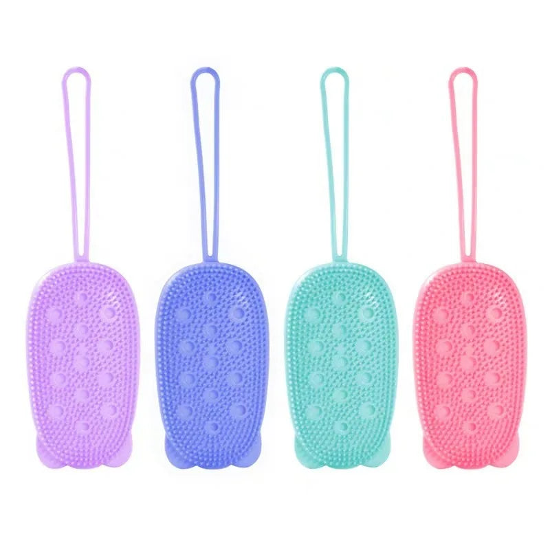 Silicone Body Scrubber Shower Exfoliating Scrub Sponge Bubble Bath Brush Massager Skin Cleaner