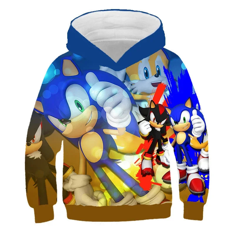 Fashion Sonic Hoodie For Kids Boys Girls Children Autumn Long Sleeve Printed Anime Sweatshirts Cool Tops Tees Men Women Clothing