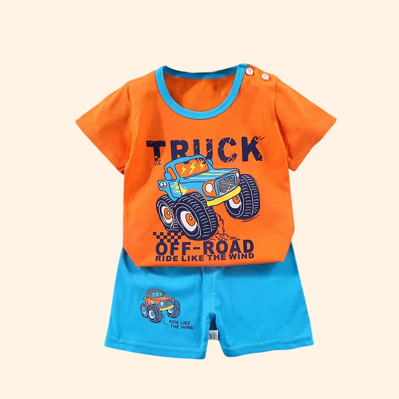 Fashion Kids Clothes Boys Girls Sets Top Shorts