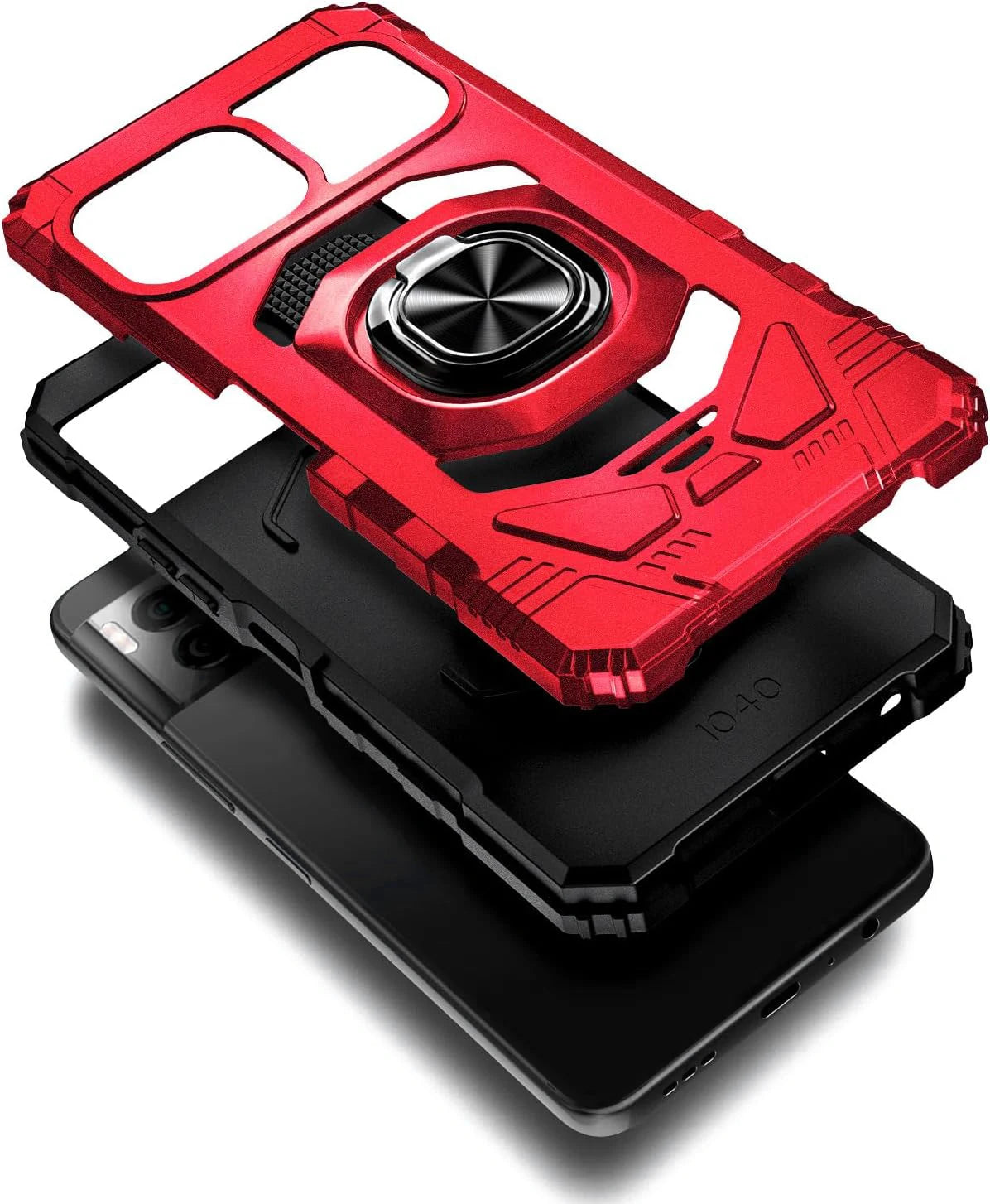 Magnetic Ring Holder Stand Shockproof Armor Case KickStand Phone Cover+Tempered Glass