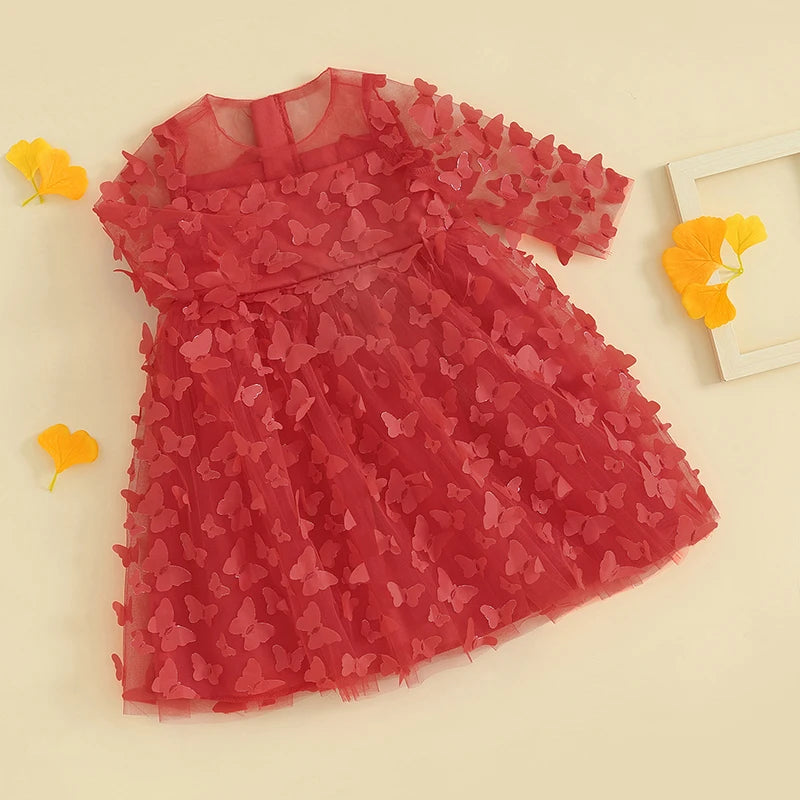 Kid Baby Girl Butterfly Tulle Dress Valentine s Day Short Sleeve 3D Sweet Princess Dress Party Spring Summer Dress