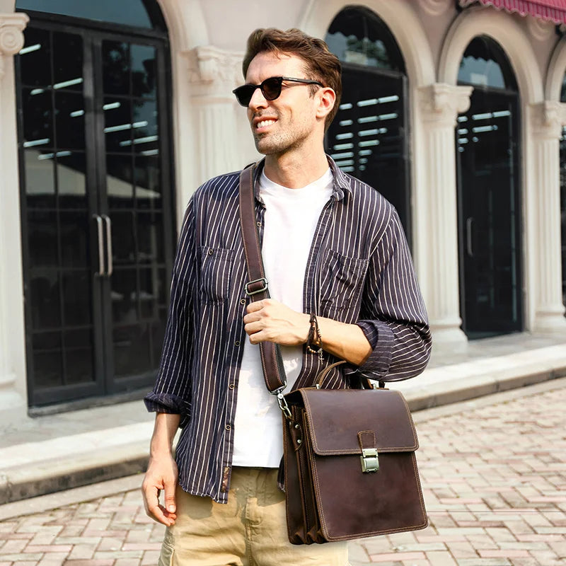 Genuine Leather Crossbody Bag for Men Luxury Password Designer Shoulder Messenger s Casual Male Tote Handbag