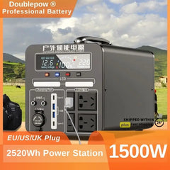 220V 1500W Large Capacity Protable Power Station 210Ah Camping External Battery Solar Power Supply Powerful 2520Wh Power Bank