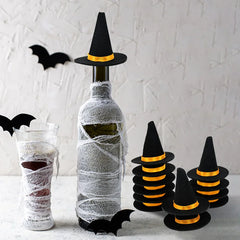 6pcs Halloween Mini Felt Witch Hats Wine Bottle Decor DIY Craft for Halloween Party
