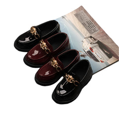 Kids Loafers Slip-on Pu Leather Spring New Fashion Soft Soled Boys Girls Flat Shoes Princess Toddler Leisure Casual Single Shoes