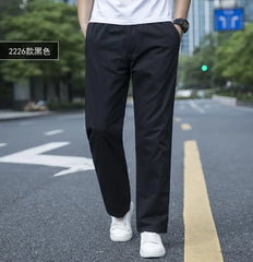 Summer Men's Green Pants Large Size Straight Fit Big Sizes Side Pockets Wide Leg Cotton Black Cargo Pants