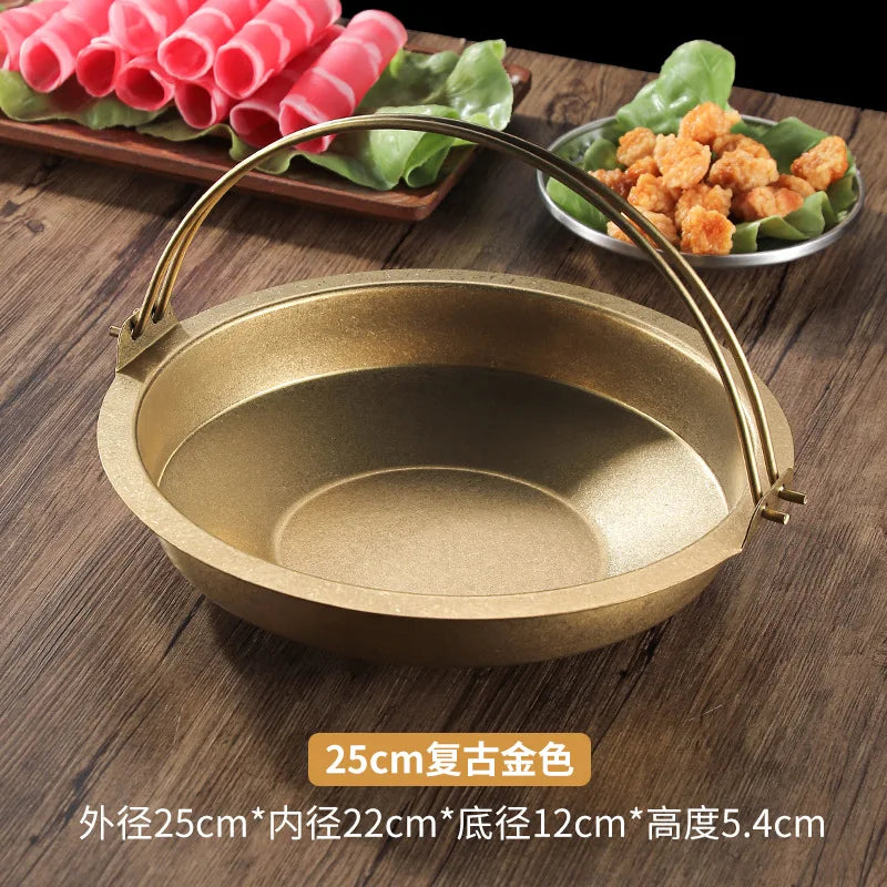 Retro Japanese-style Stainless Steel Pot Sukiyaki Cuisine Frying Pan Hanging Line Small Hot Pot Kitchen Cooking Utensils