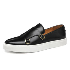 Men's Casual Leather Shoes Men Fashion British Style Loafers Mens Slip-on Outdoor Flats Monk Shoes