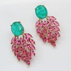 Cute Pink Green Women's Earrings Small Teardrop Stud Earrings