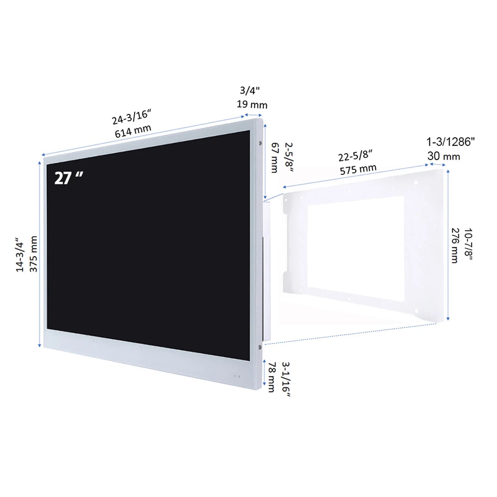 Soulaca 27inches Smart Bathroom LED White Panel TV IP66 Waterproof 12V Shower SPA Television ATSC WiFi