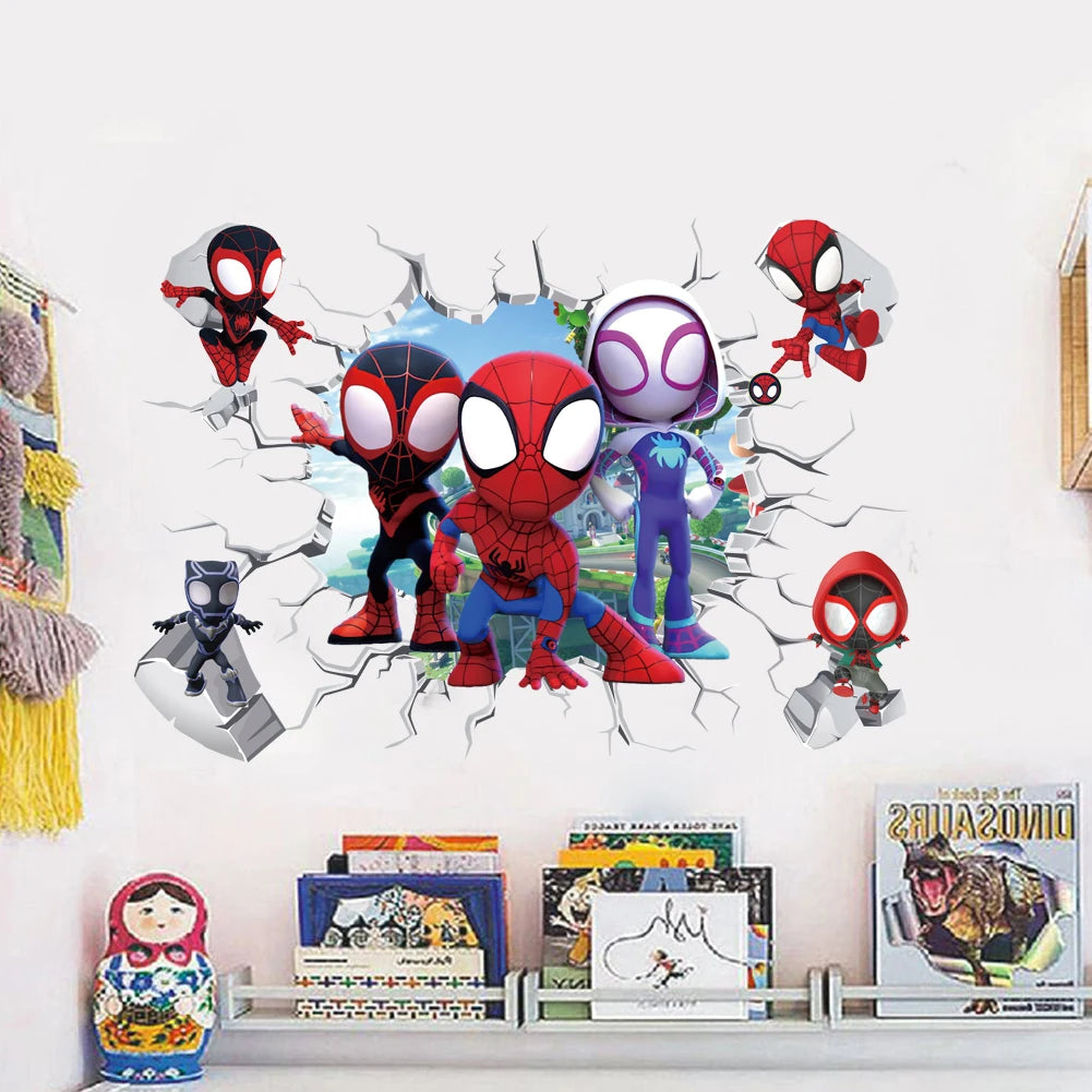 Cartoon Cute mini Spiderman Super Heroes Wall Stickers