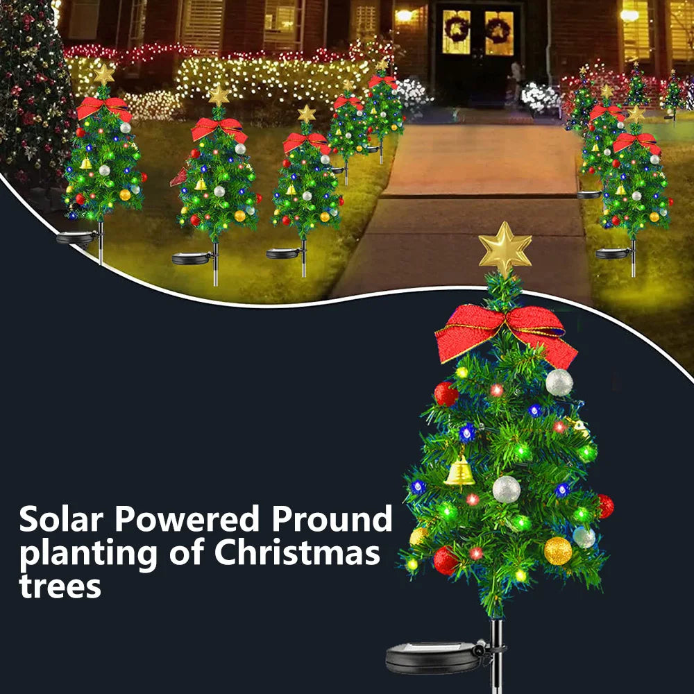 Solar Christmas Tree Decor Lights Outdoors Waterproof LED Lawn Garden Lamps