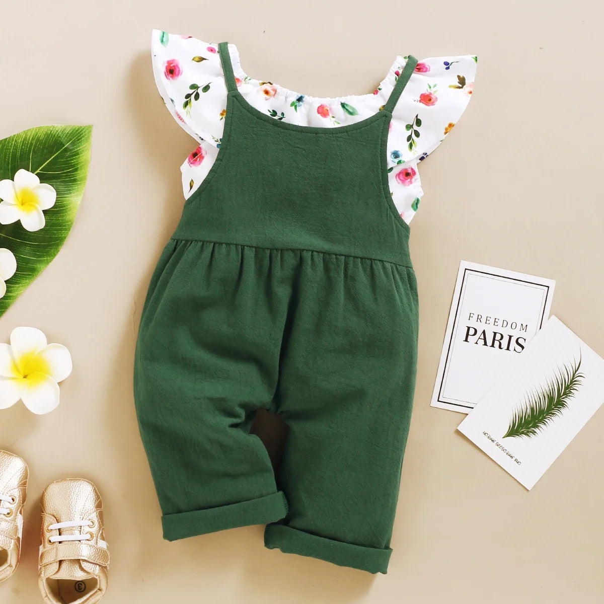 Top+Suspender Pant 2PCS Outfit Fashion Summer Clothing for Toddler Girl