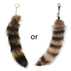 Plush Foxes Racoon Tail Keychain Furs Pendant Car Keyring Bag Backpack Decor