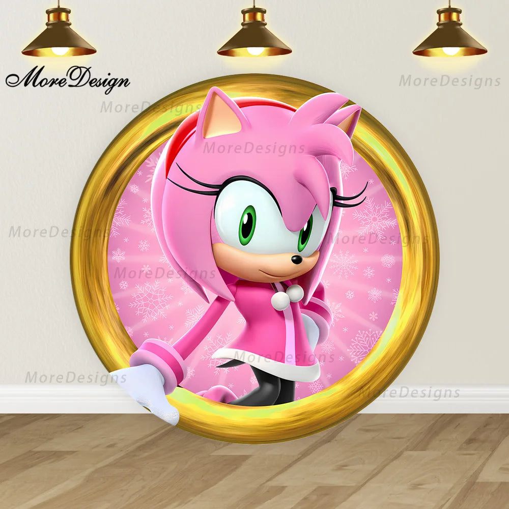 Sonic the Hedgehog Round Covers Backdrop Kids Birthday Party Decora Cartoon Game Characters