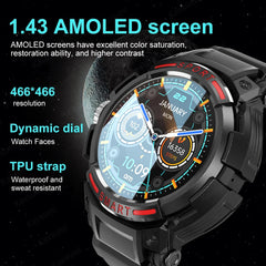 Smart Watch 2 in 1 With Bluetooth Headset 1.43 inch AMOLED BT Call NFC Smartwatch