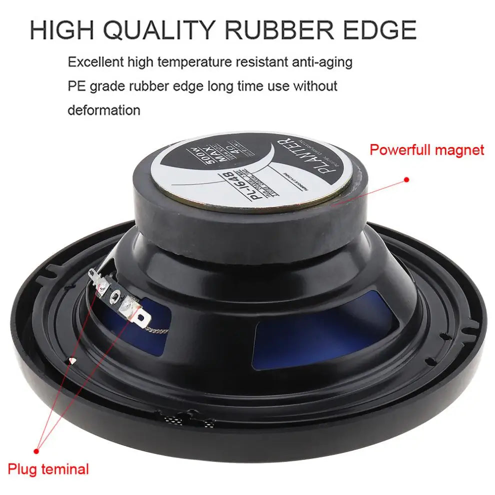 2pcs 6.5 Inch HiFi Coaxial Car Speakers 250W/500W Vehicle Door Auto Full Range Frequency Subwoofer Car Audio Speakers for Car