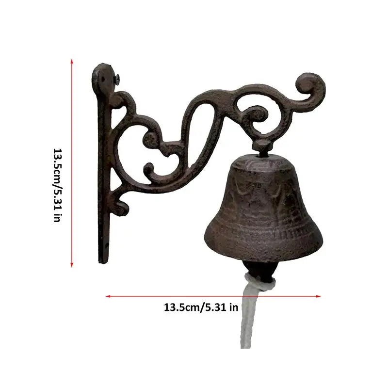 Retro Garden Rustic Bell Vintage Large Cast Iron Wall Mounted Metal Door Bell for Farm House