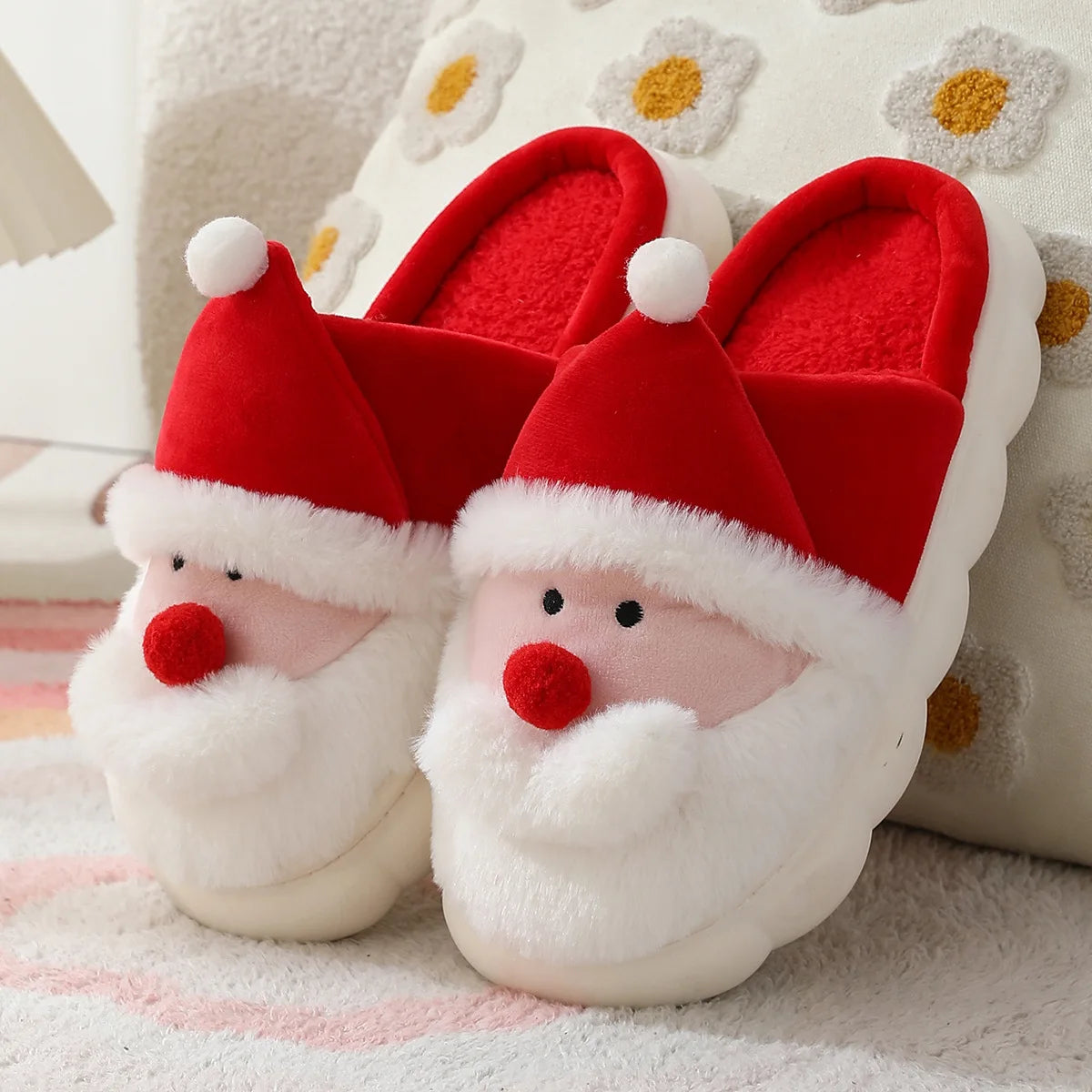 Christmas Slippers Winter Indoor Santa Claus Cotton Slippers Men/women