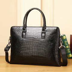 Real Cowhide Men's Bag Crocodile Pattern Briefcase Men's Handbag Genuine Leather Bag Shoulder bag