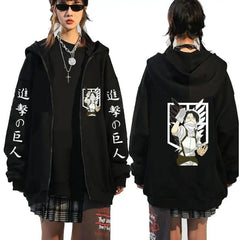 Anime Attack On Titan Plus Size Zip Jacket Autumn Hoodie  Women Sweatshirt