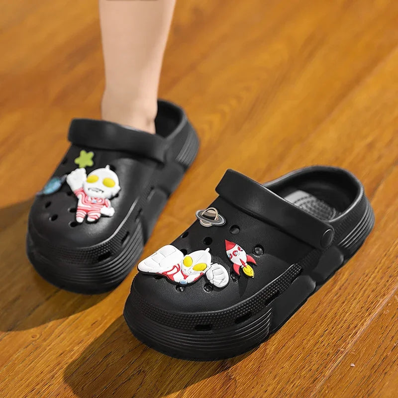 Kids Sandals Hole Children's Shoes Slippers Soft Anti-Skid Cartoon DIY Design Hole Baby Shoes