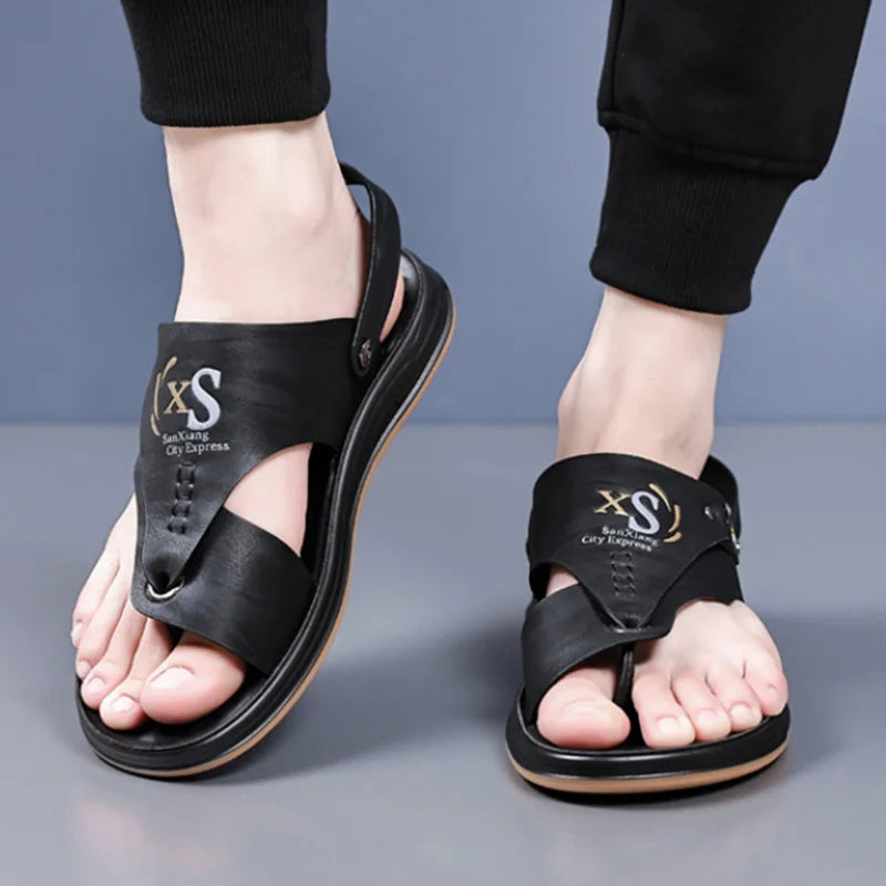 Soft Sole Slippers Leather Breathable Beach Shoes Anti-Slip Slip-On Shoes