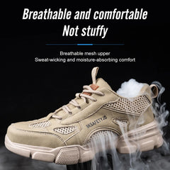 Summer Hollow Lightweight Work Sneakers Steel Toe for Men