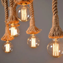 Rope Pendant Light Industrial Hanging Lamps Creative Loft Home Decor