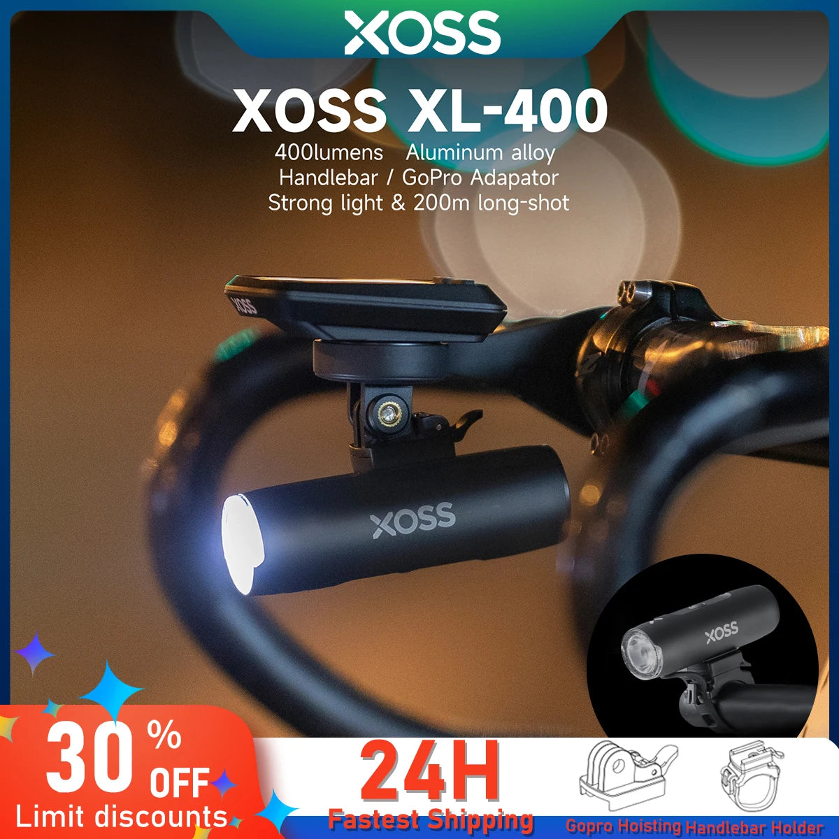 XOSS Bike Headlight Waterproof USB Rechargeable Road MTB Front Lamp Bicycle Flash Light