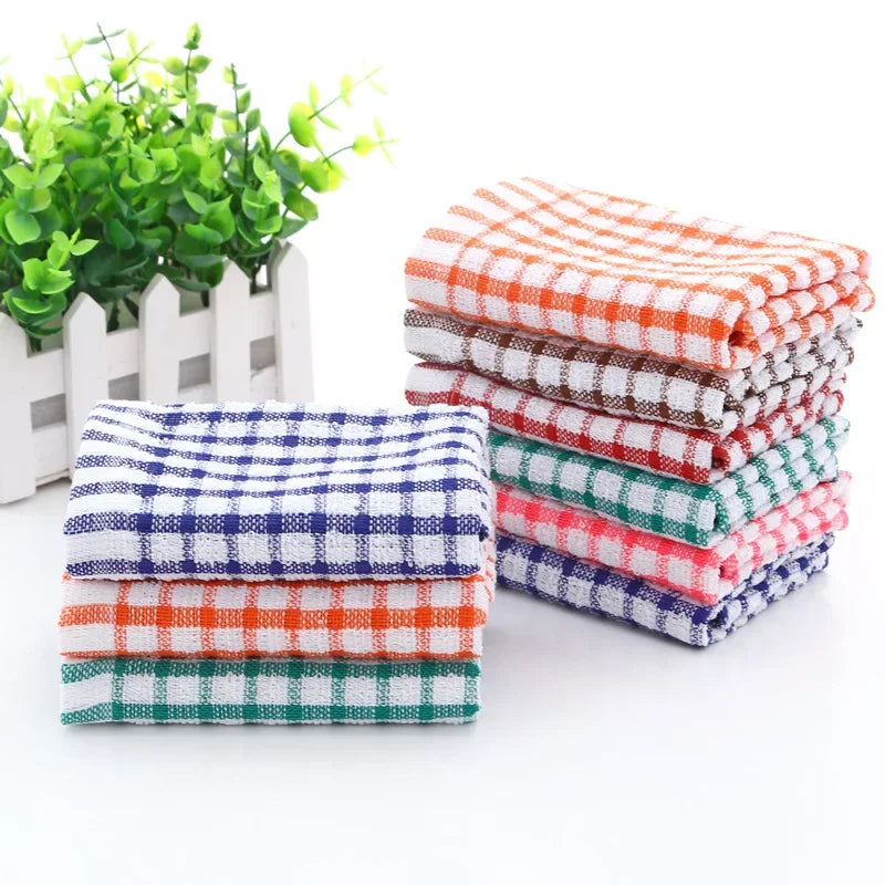 6pcs Soft Plaid Absorbent Kitchen Towel