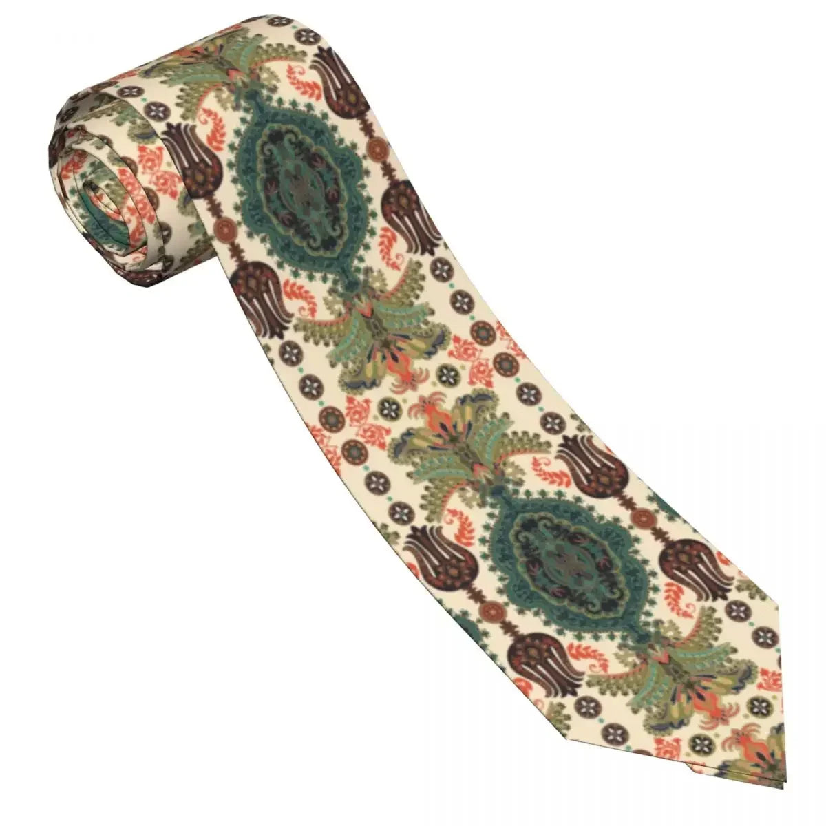 Indian Floral Tie Vintage Printed Neck Ties Vintage Cool Collar Tie Adult Daily Wear Necktie Accessories