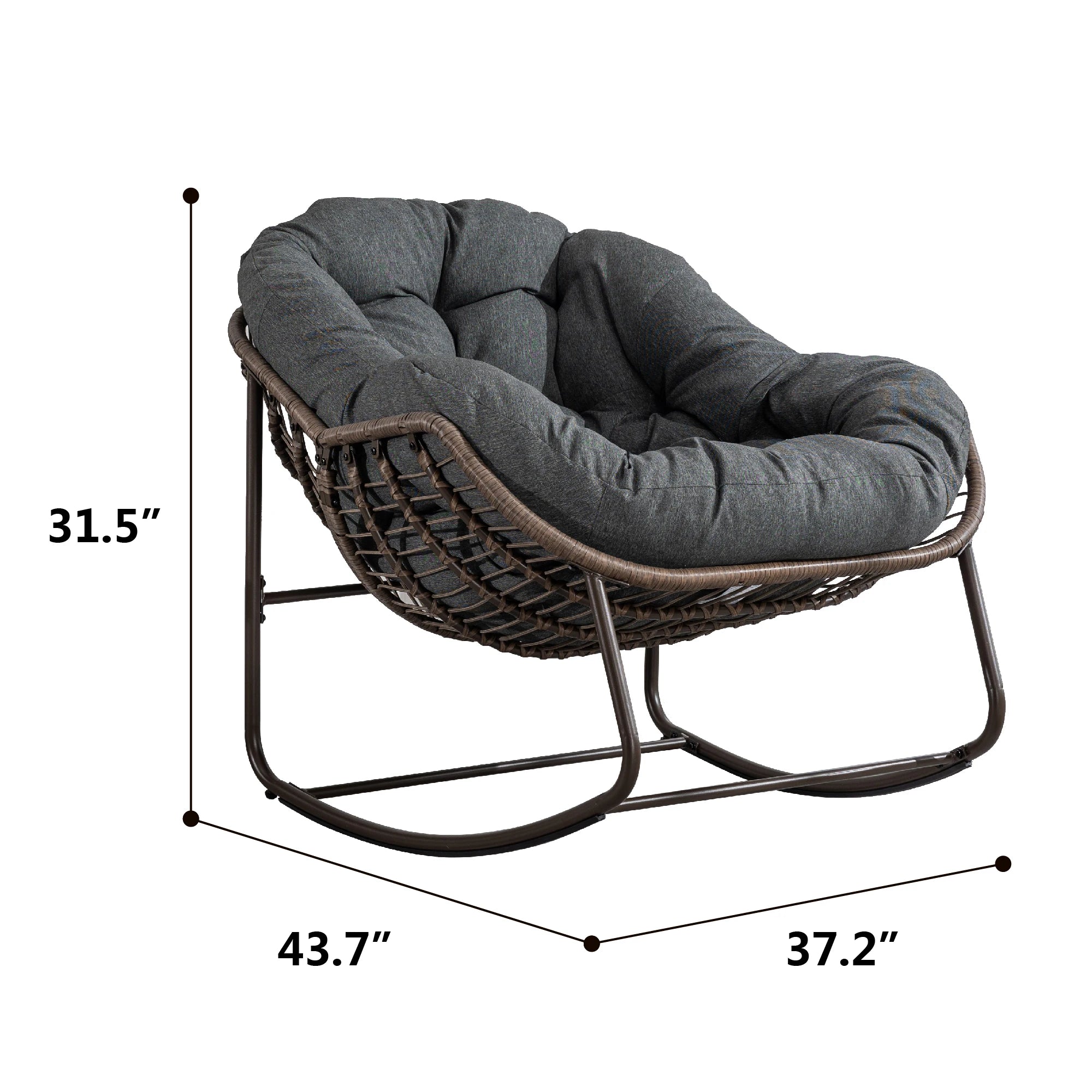 Outdoor Rattan Rocking Chair,Padded Cushion Rocker Recliner Chair Outdoor for Front Porch, Living Room, Patio, Garden