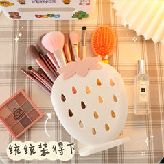 Cute Strawberry Holder Rack Hollow Pencil Desk Organizer Makeup Holder