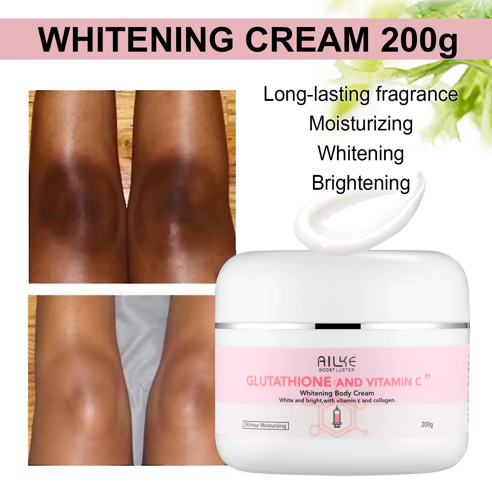 AILKE Glutathione and Vitamin C Moisturizing Body Cream for Skin Glowing, Radiance Boost