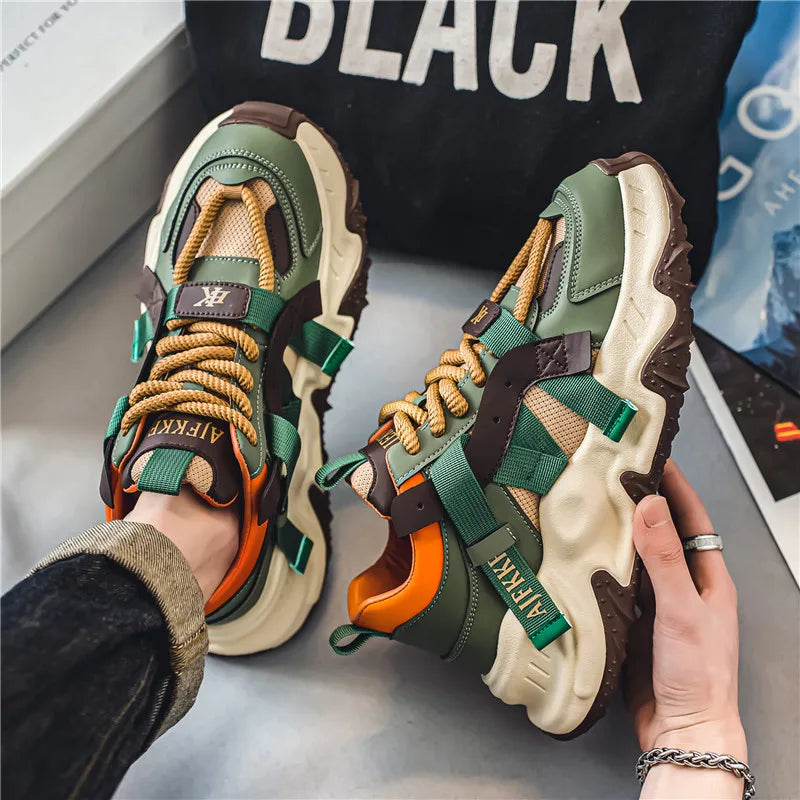 Trend Green Men's Thick Bottom Casual Sneakers Designer High Top Trainers Men Fashion Platform Shoes