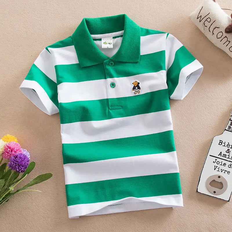 Summer Boys Polo Shirts Short Sleeve T-shirt For Kids Boy Bottom Solid Color Children Sweatshirts Baby Clothing 3-14T