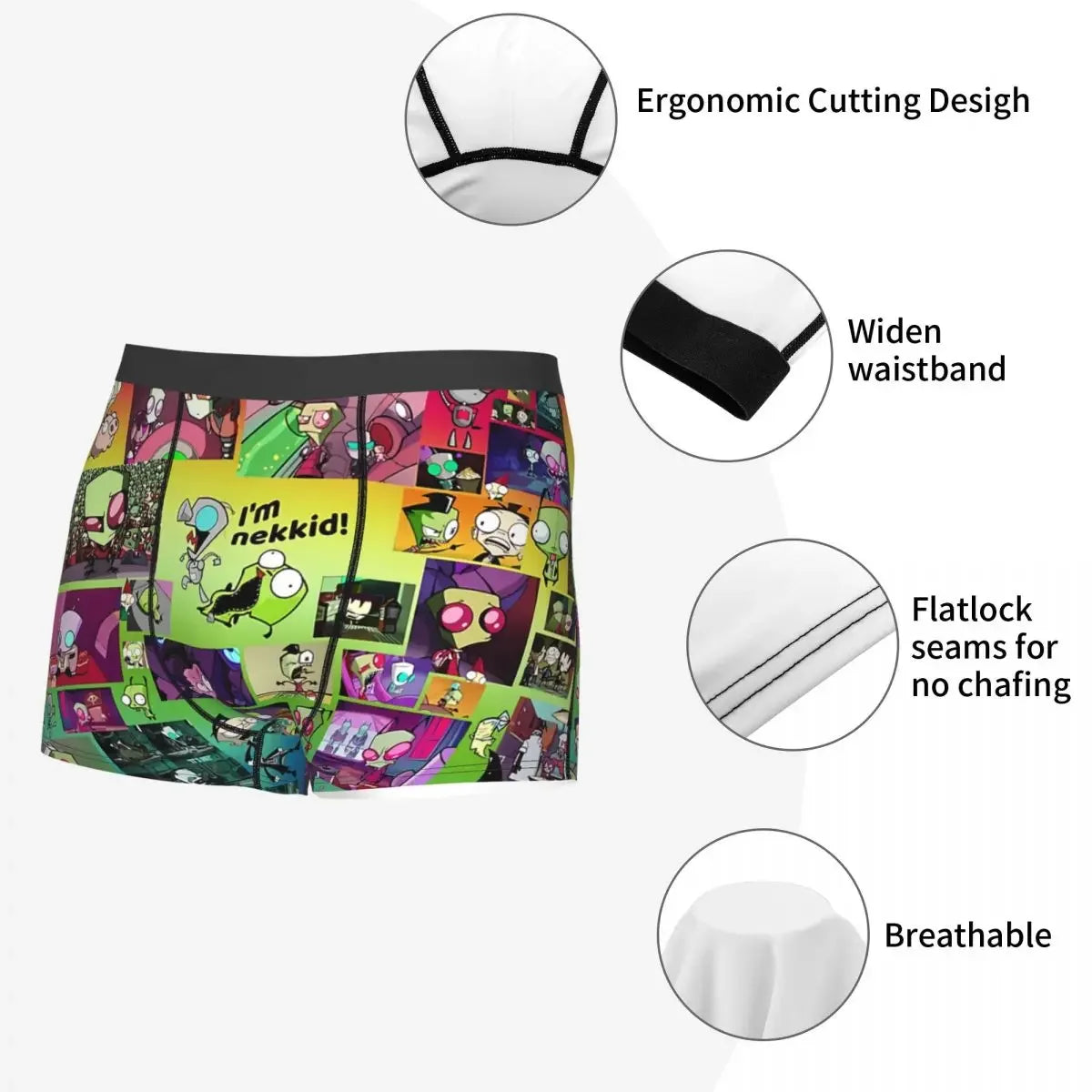 Invader Zim Men Boxer Briefs Underwear Alien Highly Breathable High Quality Sexy Shorts Gift Idea