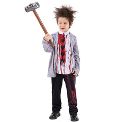 Boys Halloween Bloody Zombie Walking Dead Costumes Kids Children Vampire Student Cosplay Carnival Purim Role Playing Party Dress