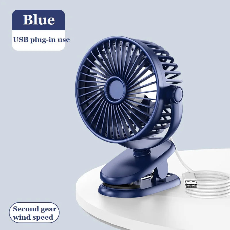 USB Plug-in Use Mini Clipped Fan 360° Rotation 2-speed Wind Desktop Ventilator Silent Air Conditioner